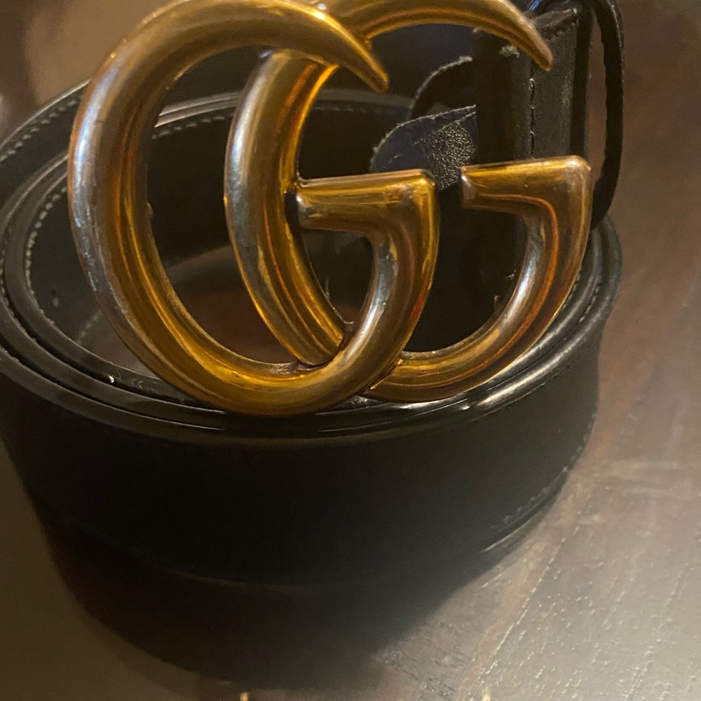 GG MARMONT LEATHER BELT WITH SHINY BUCKLE